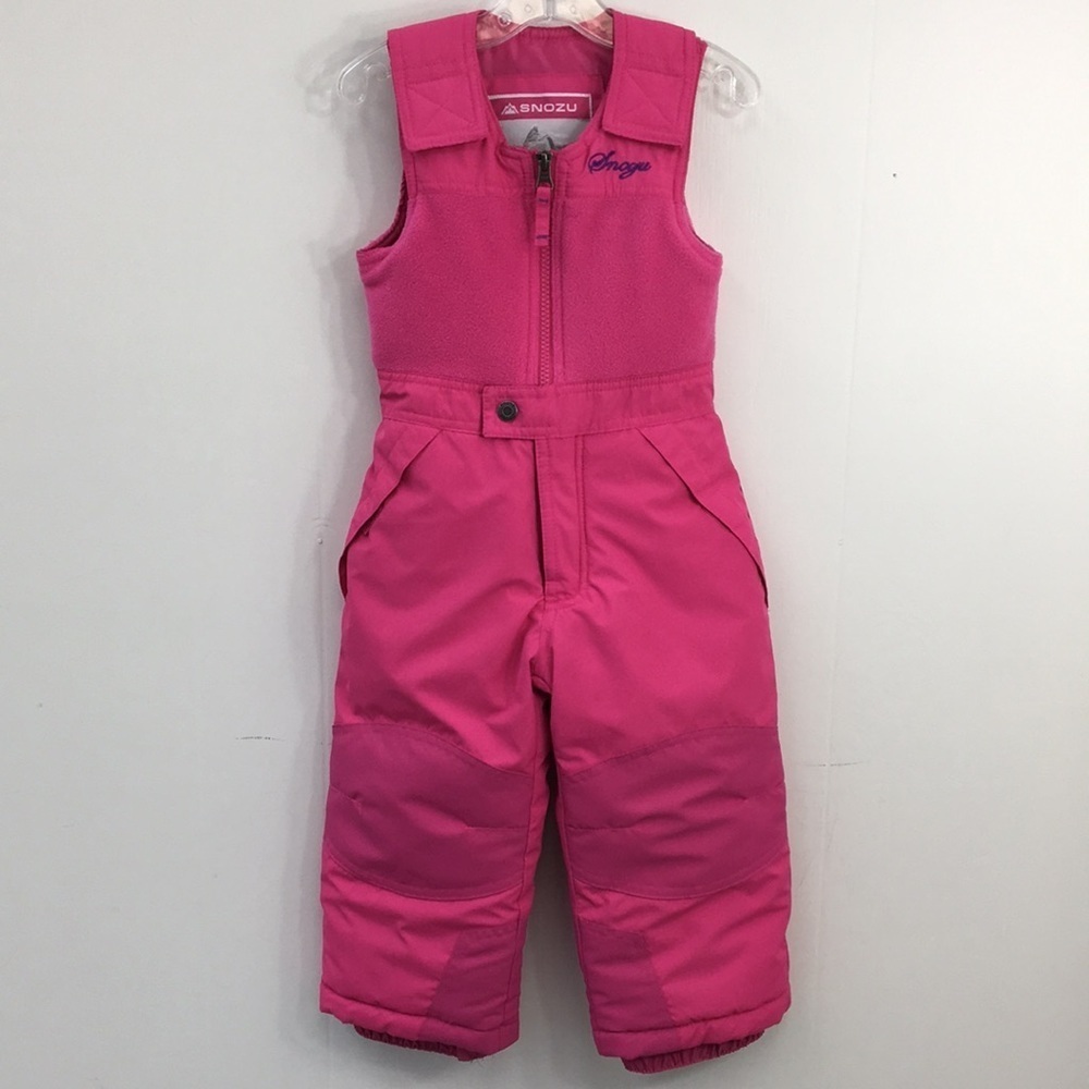 Snozu Girls Snow Bright Pink Bib-Overalls Size 3T EXCELLENT Condition